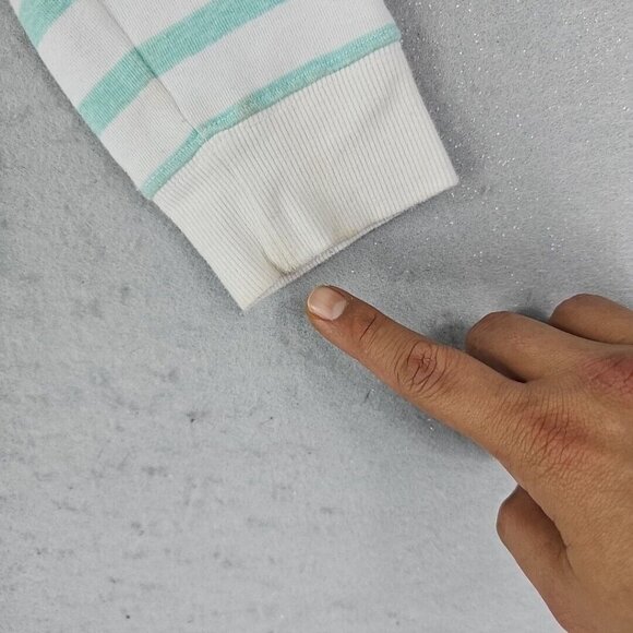 Disney Parks Sweatshirt Girls L Aqua Striped Full Zip Disneyland Minnie Mickey - Picture 16 of 16